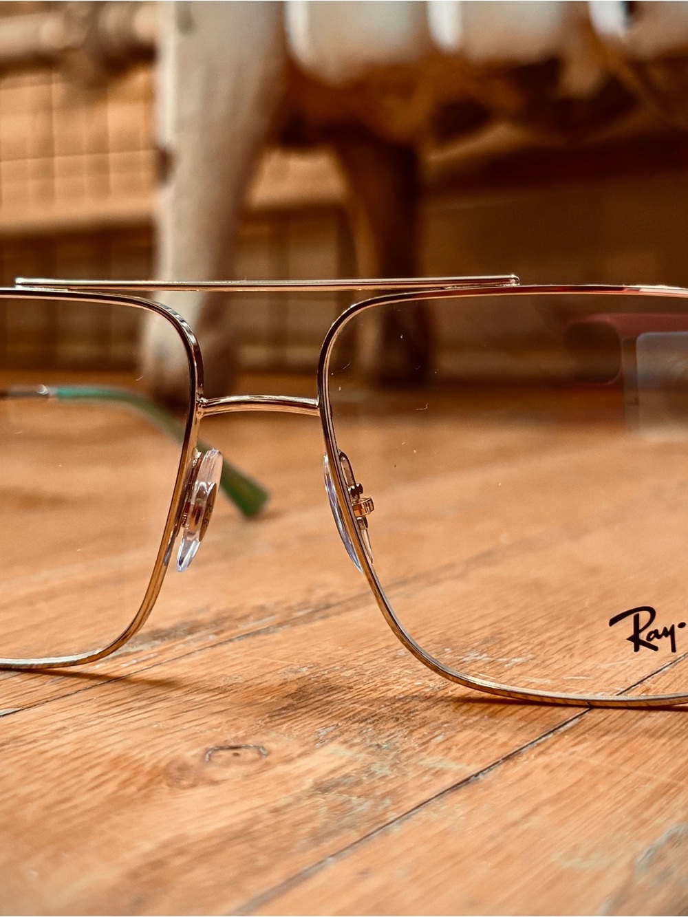 Ray-Ban RB 3758V 2993 Gold Double Bridge Square Aviator Eyeglasses Frames 56-16